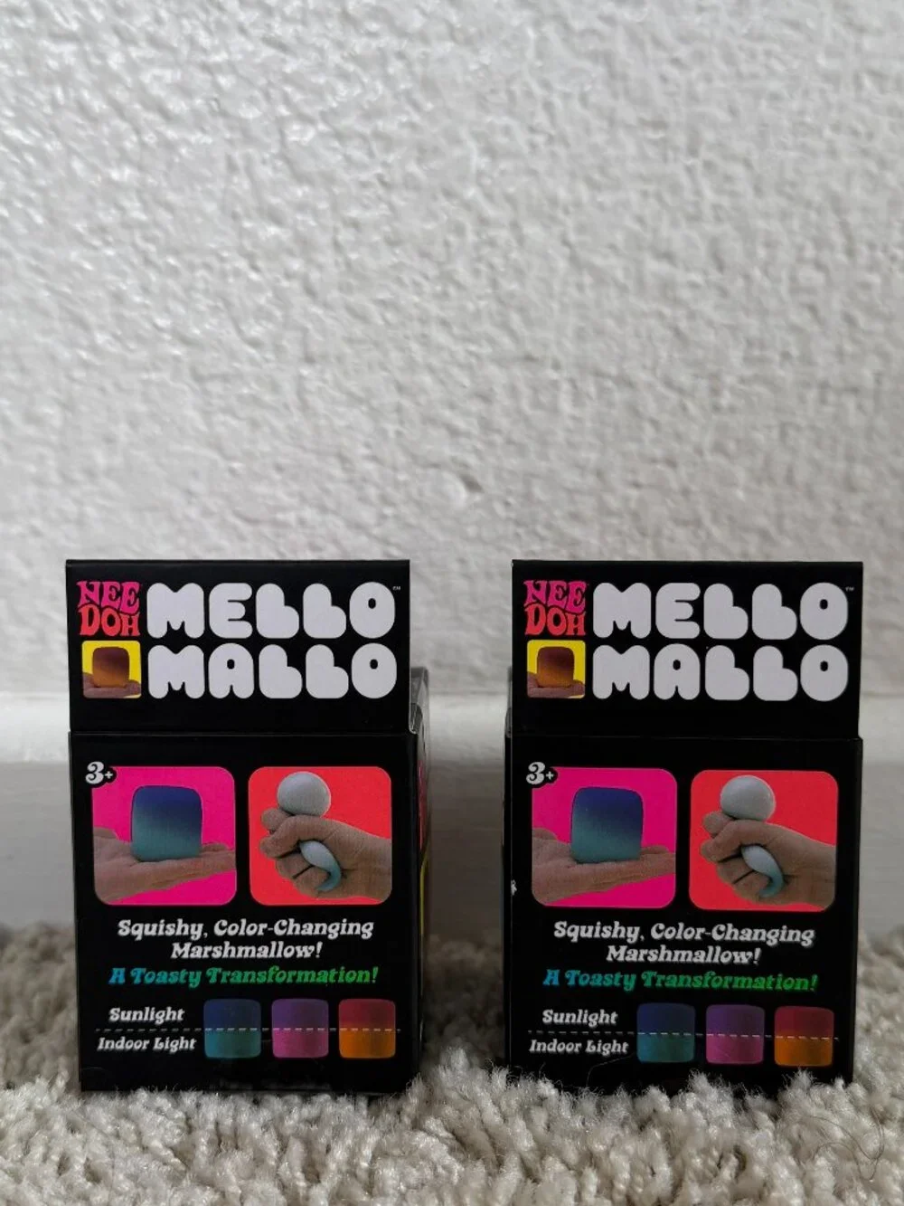 Nee Doh Mello Mallo Color Changing Marshmallow Pink Yellow Bundle NWT